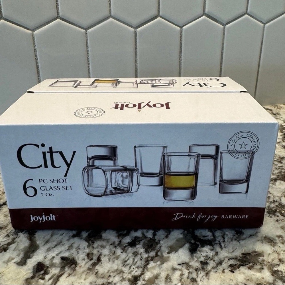 JoyJolt City 6-Piece Shot Glass Set, New in box